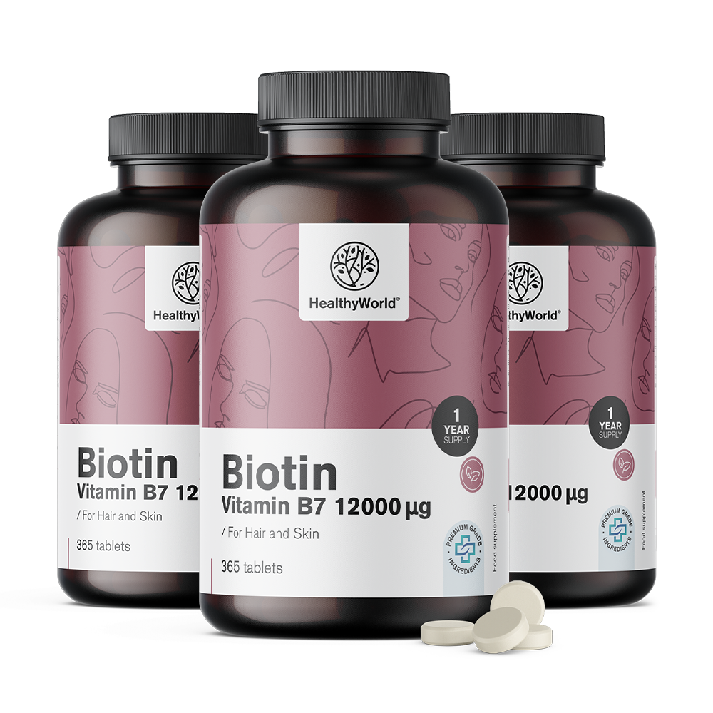 Biotina 12000 µg en tabletas.