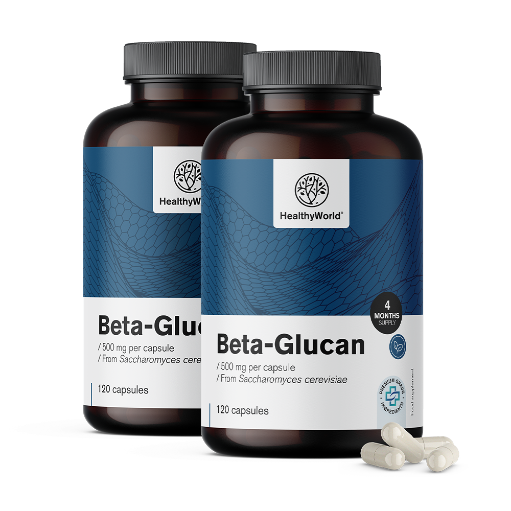 Beta-glucano 500 mg, 120 cápsulas - Healthy-World.es